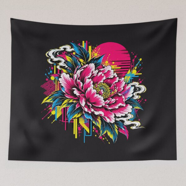 Item preview, Electric Peony – Japanese Pop Art Floral designed and sold by KASUMINK.