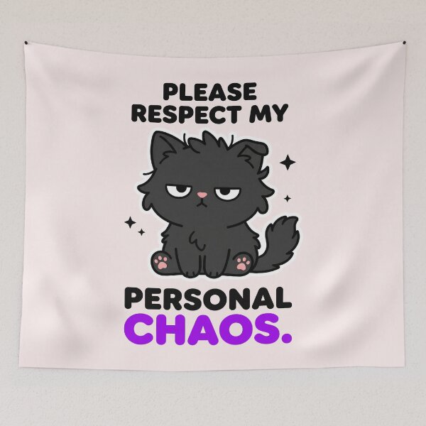 Item preview, Please Respect My Personal Chaos Black Cat Funny Sarcastic  designed and sold by Emmatshirt1.