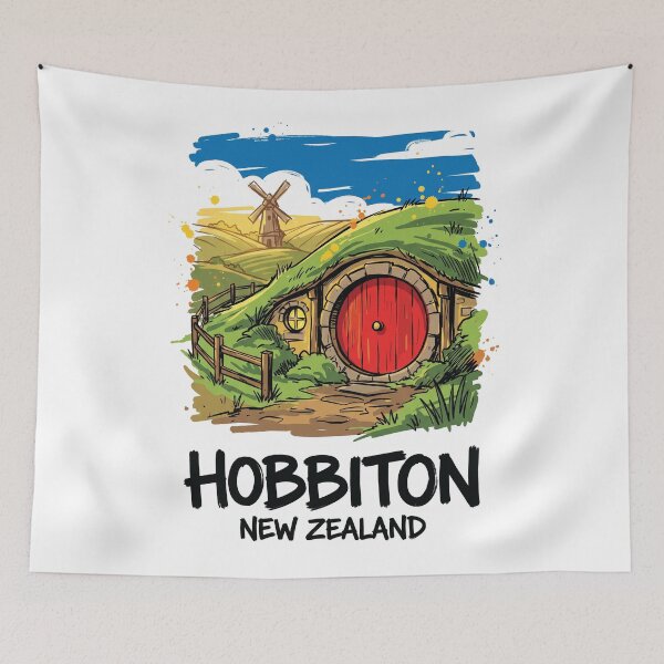 Item preview, Hobbiton New Zealand Fantasy Art Print designed and sold by Merch by Das Design Studio.