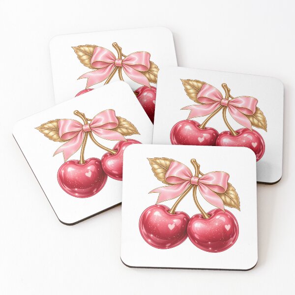 Item preview, Cute Cherry Bow Sticker | Pink Coquette Cherries | Kawaii Fruit Aesthetic designed and sold by StickyDelights.