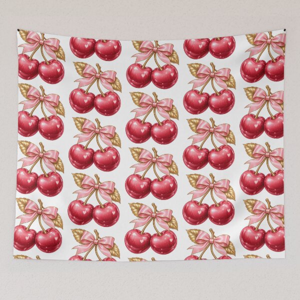 Item preview, Cute Cherry Bow Sticker | Pink Coquette Cherries | Kawaii Fruit Aesthetic designed and sold by StickyDelights.