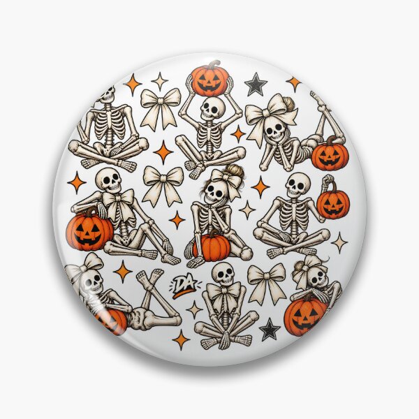 Item preview, Cute Skeleton Poses Bows Pumpkins Halloween Sticker Sheet Art designed and sold by DesignArtist.ia.