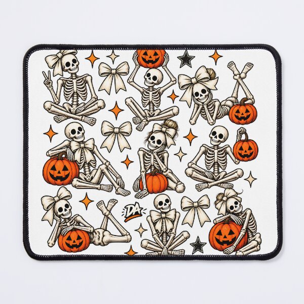 Item preview, Cute Skeleton Poses Bows Pumpkins Halloween Sticker Sheet Art designed and sold by DesignArtist.ia.