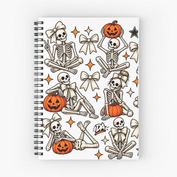 Item preview, Cute Skeleton Poses Bows Pumpkins Halloween Sticker Sheet Art designed and sold by DesignArtist.ia.