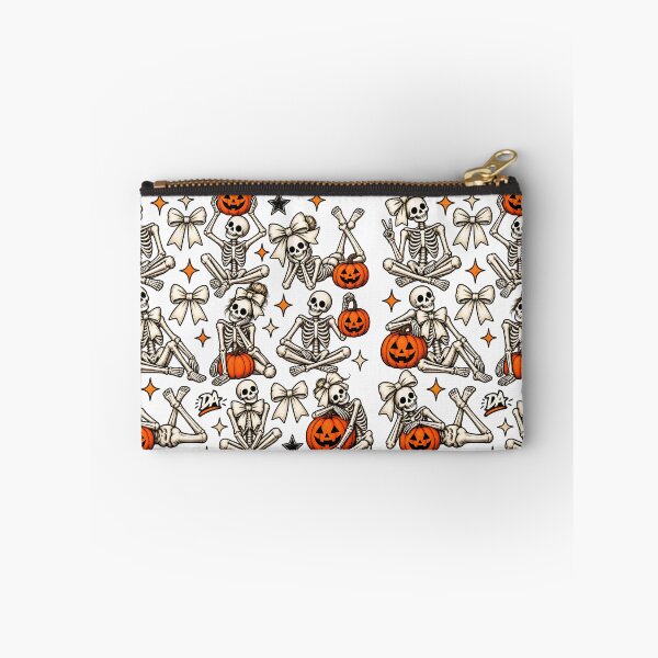 Item preview, Cute Skeleton Poses Bows Pumpkins Halloween Sticker Sheet Art designed and sold by DesignArtist.ia.