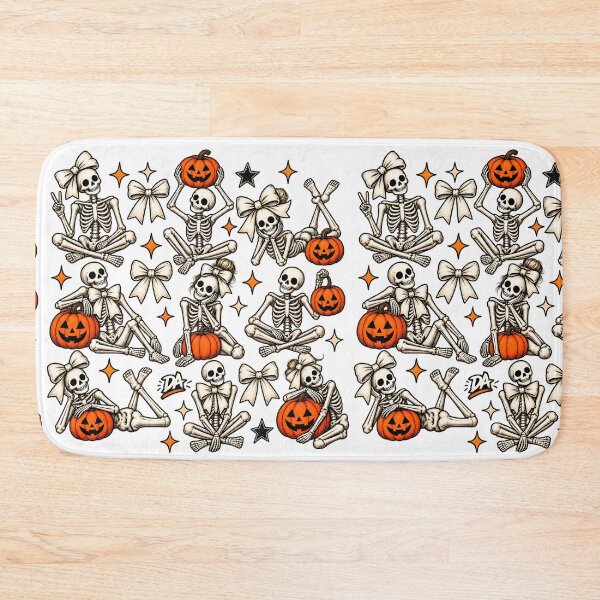 Item preview, Cute Skeleton Poses Bows Pumpkins Halloween Sticker Sheet Art designed and sold by DesignArtist.ia.