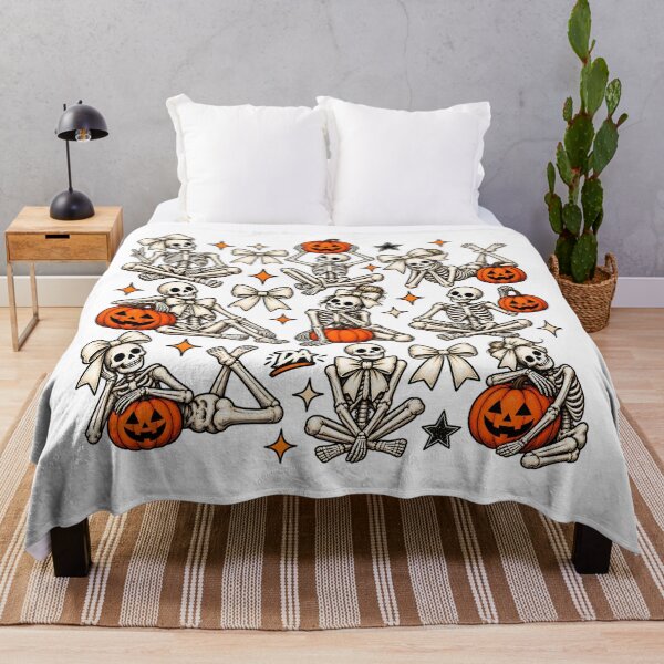 Item preview, Cute Skeleton Poses Bows Pumpkins Halloween Sticker Sheet Art designed and sold by DesignArtist.ia.