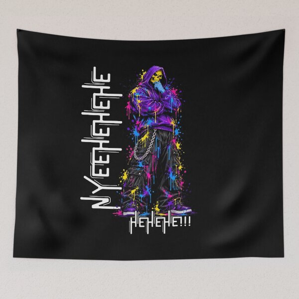 Item preview, Nyeh Heh Heh Spooky Skull Villain Retro Paint Drip Streetwear Art designed and sold by W&RParadise.