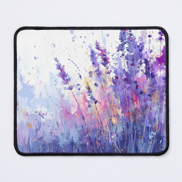 Item preview, Lavender Field Watercolor Meadow in Violet Periwinkle and Gold Floral Art designed and sold by solynneart.