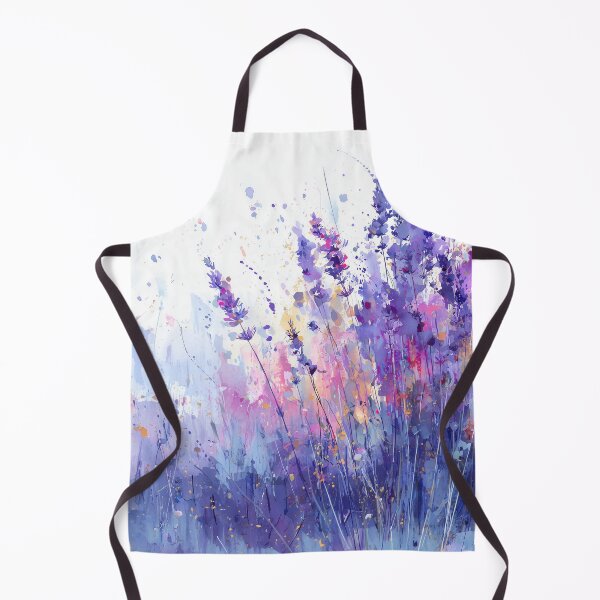 Item preview, Lavender Field Watercolor Meadow in Violet Periwinkle and Gold Floral Art designed and sold by solynneart.