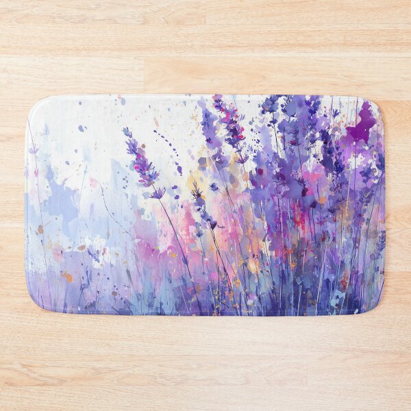 Item preview, Lavender Field Watercolor Meadow in Violet Periwinkle and Gold Floral Art designed and sold by solynneart.