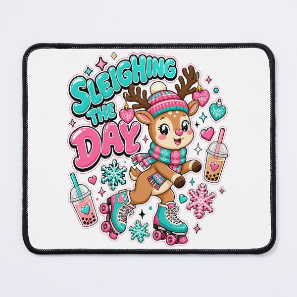 Item preview, Sleighing The Day Funny Roller Skating Reindeer Graphic Tee designed and sold by Design Vibras.