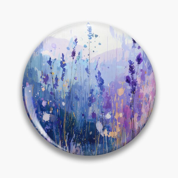 Item preview, Impressionist Lavender Meadow Purple Wildflowers on Misty Blue Hills Art designed and sold by solynneart.