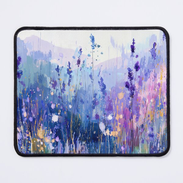 Item preview, Impressionist Lavender Meadow Purple Wildflowers on Misty Blue Hills Art designed and sold by solynneart.