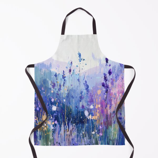 Item preview, Impressionist Lavender Meadow Purple Wildflowers on Misty Blue Hills Art designed and sold by solynneart.