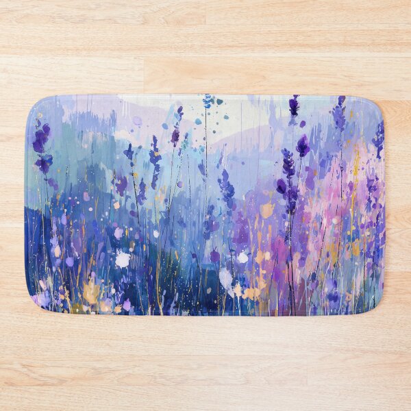 Item preview, Impressionist Lavender Meadow Purple Wildflowers on Misty Blue Hills Art designed and sold by solynneart.