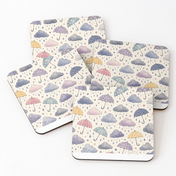 Item preview, Cute Rainy Day Umbrella and Cloud Pattern designed and sold by SleepyLlamaClothes.