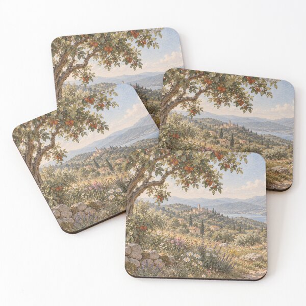 Item preview, Mediterranean Landscape Oil Painting Tuscany Hillside Vista designed and sold by Jozefin's Studio.
