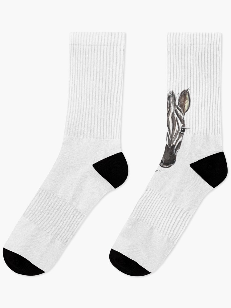 Thumbnail 1 of 5, Socks, Zebra, Animal designed and sold by RomyLeeCork.