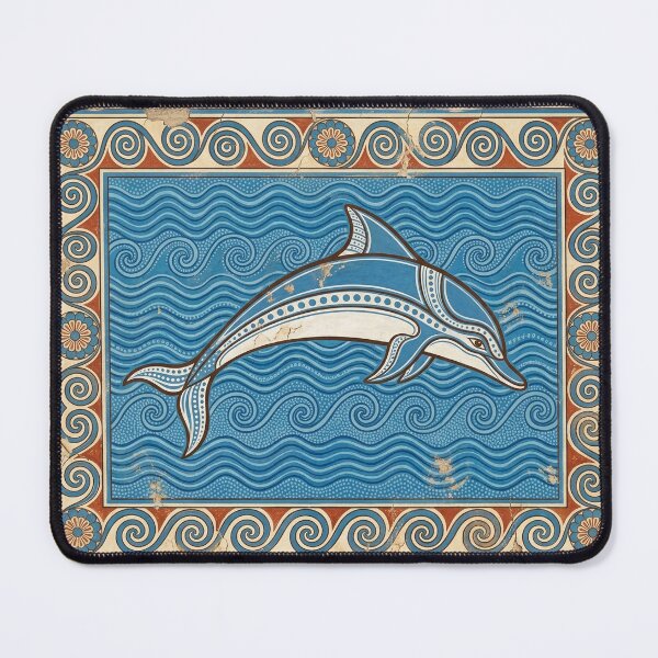 Item preview, Minoan Dolphin Fresco: Knossos Aegean Bronze Age Marine Art designed and sold by FreiherrPK.