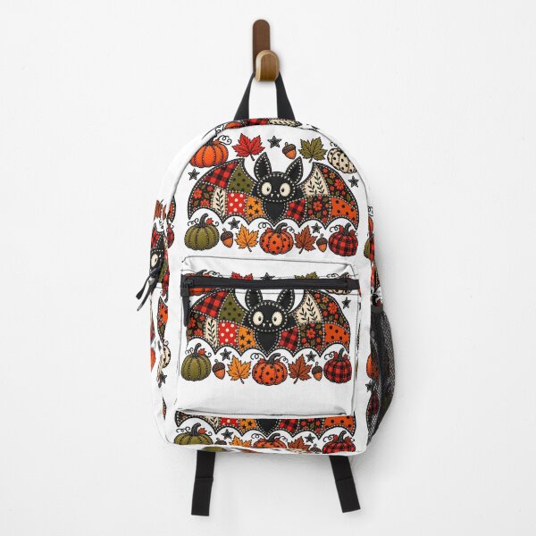 Item preview, Patchwork Bat Autumn Harvest Pumpkin Folk Art designed and sold by DesignArtist.ia.