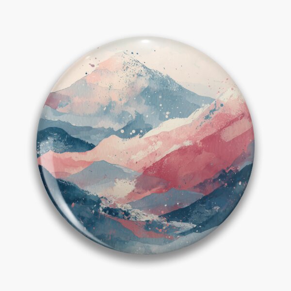 Item preview, Abstract Mountain Landscape Indigo Blue and Coral Pink Layered Peaks Art designed and sold by solynneart.