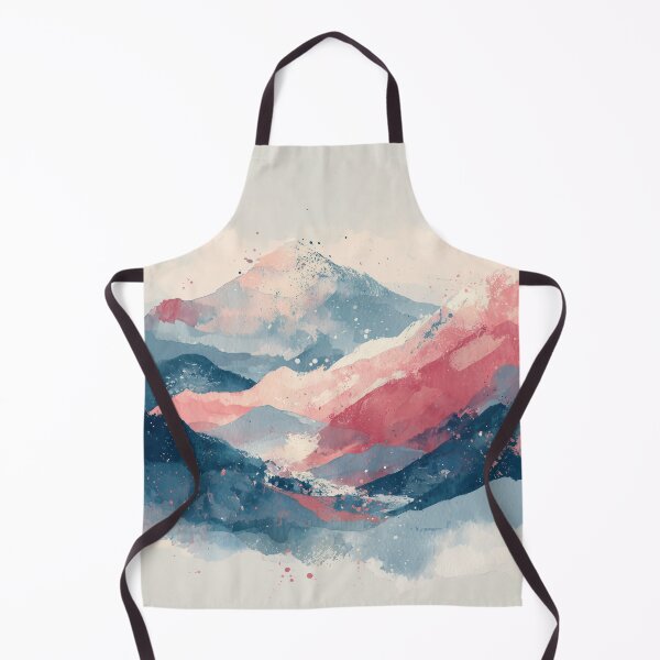 Item preview, Abstract Mountain Landscape Indigo Blue and Coral Pink Layered Peaks Art designed and sold by solynneart.