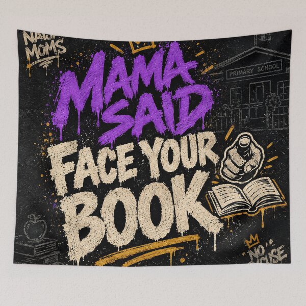 Item preview, Mama Said Face Your Book Nigeria Slang Streetwear Graphic | Funny Graffiti T-Shirt Design designed and sold by DigitalChickHub.