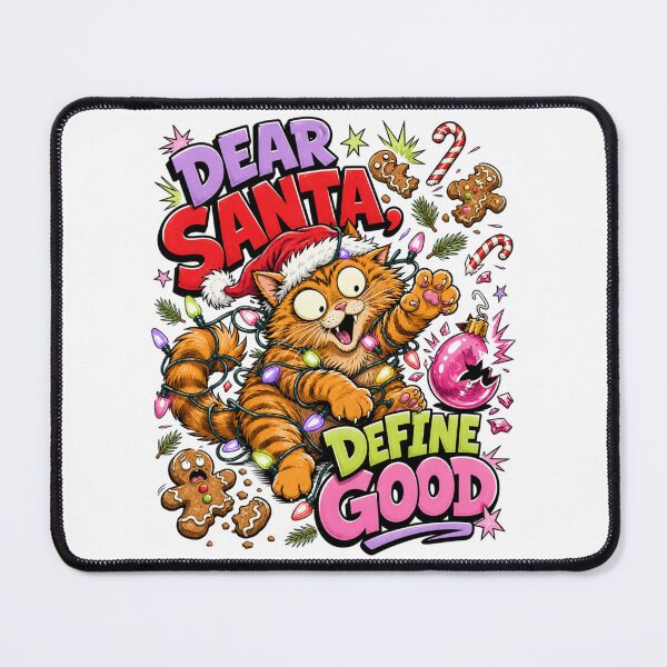 Item preview, Dear Santa Define Good Funny Christmas Cat Graphic Tee designed and sold by Design Vibras.