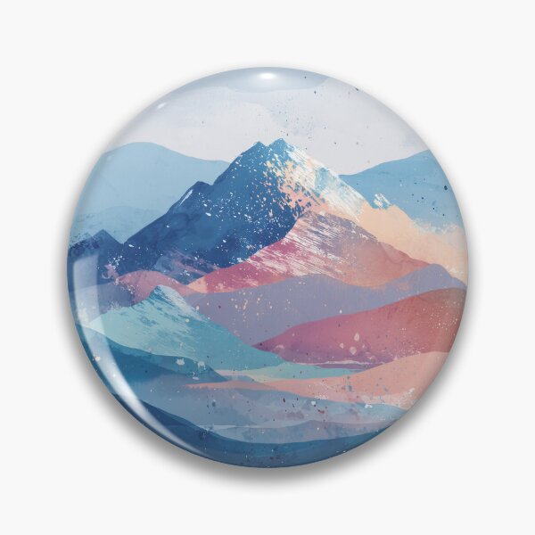 Item preview, Pastel Sunset Mountains Peach Teal and Blue Alpenglow Landscape Wall Art designed and sold by solynneart.