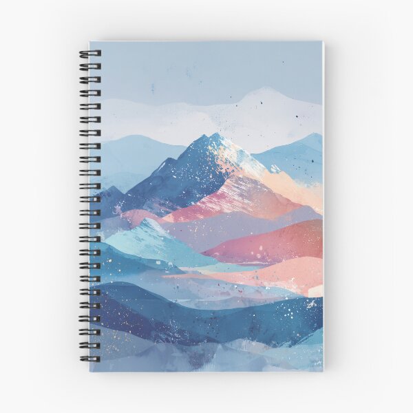 Item preview, Pastel Sunset Mountains Peach Teal and Blue Alpenglow Landscape Wall Art designed and sold by solynneart.