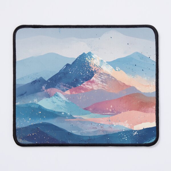 Item preview, Pastel Sunset Mountains Peach Teal and Blue Alpenglow Landscape Wall Art designed and sold by solynneart.
