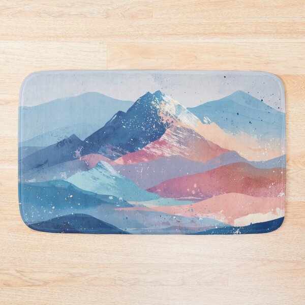Item preview, Pastel Sunset Mountains Peach Teal and Blue Alpenglow Landscape Wall Art designed and sold by solynneart.