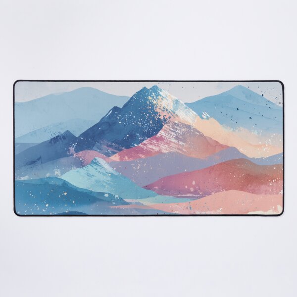 Item preview, Pastel Sunset Mountains Peach Teal and Blue Alpenglow Landscape Wall Art designed and sold by solynneart.