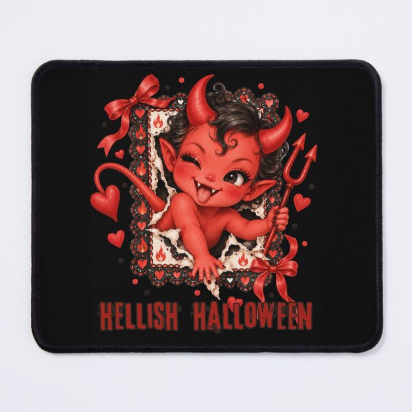 Item preview, Cute Devil Girl with Pitchfork and Horns – Hellish Halloween designed and sold by Szpaku desart .