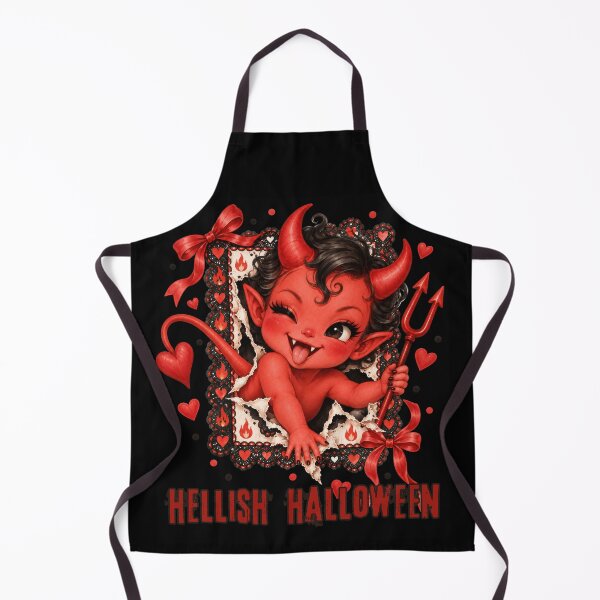Item preview, Cute Devil Girl with Pitchfork and Horns – Hellish Halloween designed and sold by Szpaku desart .