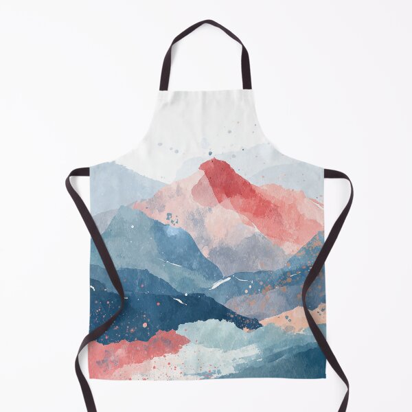 Item preview, Watercolor Mountain Peak Coral Red Summit and Navy Blue Alpine Ridges Art designed and sold by solynneart.