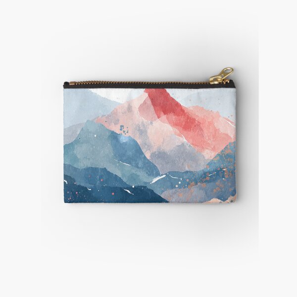 Item preview, Watercolor Mountain Peak Coral Red Summit and Navy Blue Alpine Ridges Art designed and sold by solynneart.