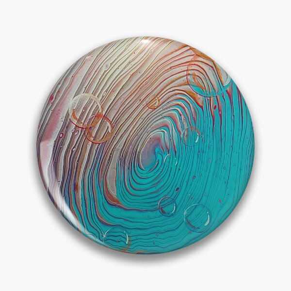 Item preview, Bubblepour - Vibrant Teal and Red Fluid Acrylic Abstract painting designed and sold by SdrennanArt.