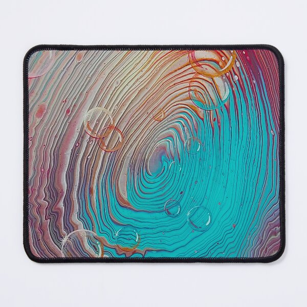 Item preview, Bubblepour - Vibrant Teal and Red Fluid Acrylic Abstract painting designed and sold by SdrennanArt.
