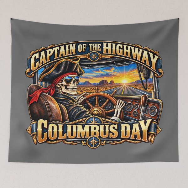Item preview, Captain Of The Highway | Columbus Day | Pirate Skeleton Trucker Art designed and sold by NomadForge.