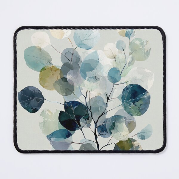 Item preview, Eucalyptus Branch Watercolor Sage Green and Teal Round Leaf Botanical Art designed and sold by solynneart.