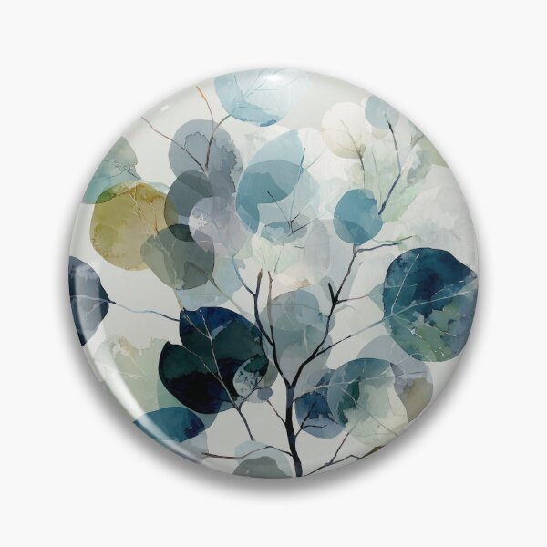 Item preview, Eucalyptus Branch Watercolor Sage Green and Teal Round Leaf Botanical Art designed and sold by solynneart.