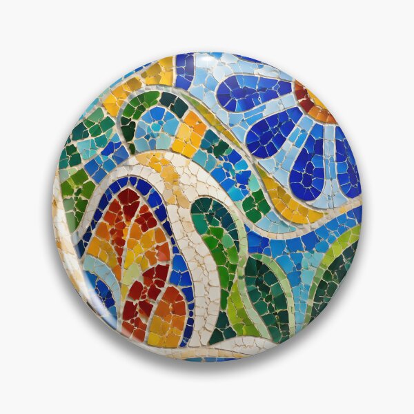 Item preview, Gaudi Park Guell Mosaic Blue Flower Trencadís Art designed and sold by GrinGalore.