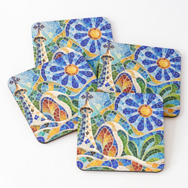 Item preview, Gaudi Park Guell Mosaic Blue Flower Trencadís Art designed and sold by GrinGalore.