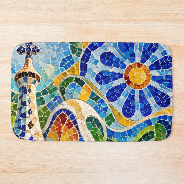Item preview, Gaudi Park Guell Mosaic Blue Flower Trencadís Art designed and sold by GrinGalore.