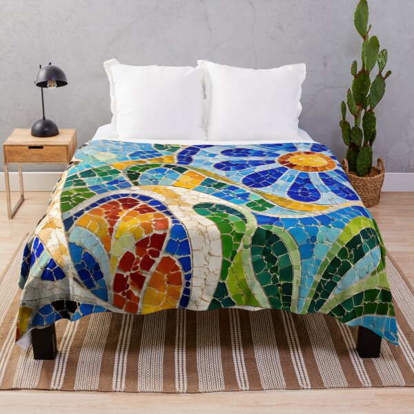 Item preview, Gaudi Park Guell Mosaic Blue Flower Trencadís Art designed and sold by GrinGalore.