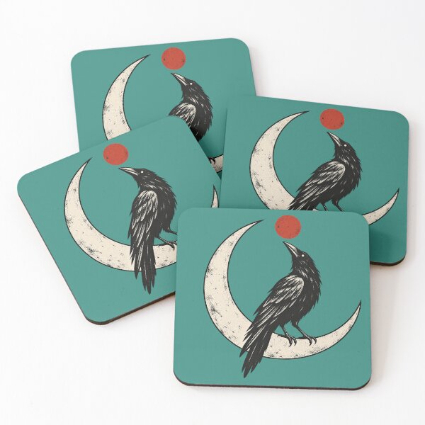 Item preview, Mystic Raven on Crescent Moon with Red Sun Art designed and sold by Odinsshop.