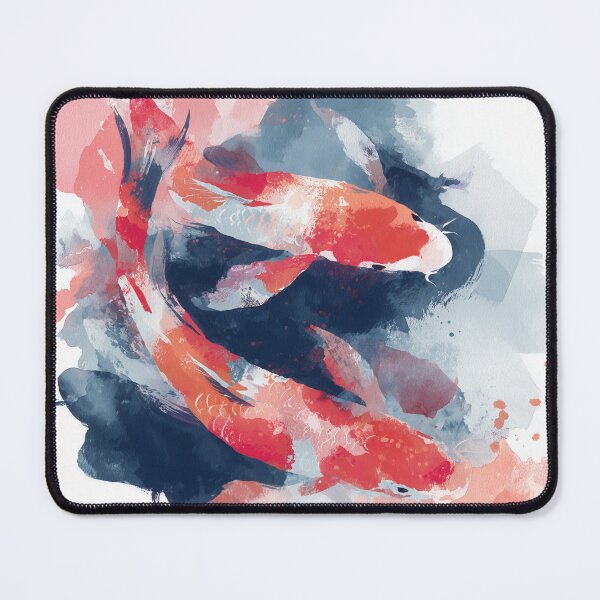 Item preview, Koi Fish Watercolor Painting Red and Navy Blue Japanese Carp Pond Art designed and sold by solynneart.