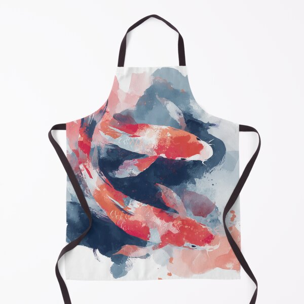 Item preview, Koi Fish Watercolor Painting Red and Navy Blue Japanese Carp Pond Art designed and sold by solynneart.